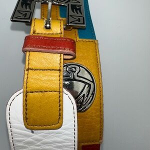 Ginnie Johansen Leather Belt 24M 27”-31” Aztec Tribal Southwestern Vintage